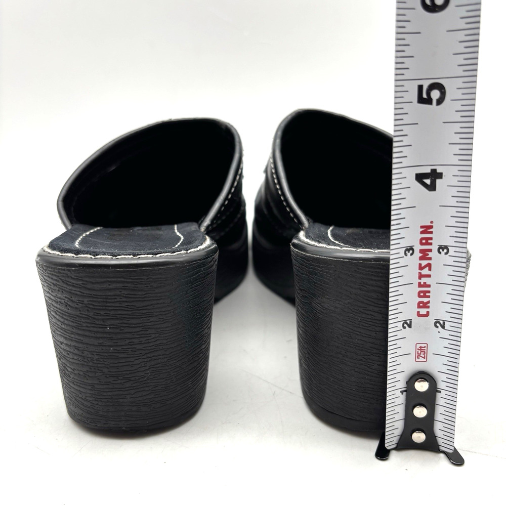 Vintage 90s Y2K Route 66 Black Faux Leather Chunky Platform O-ring Mules 7 - Picture 7 of 16